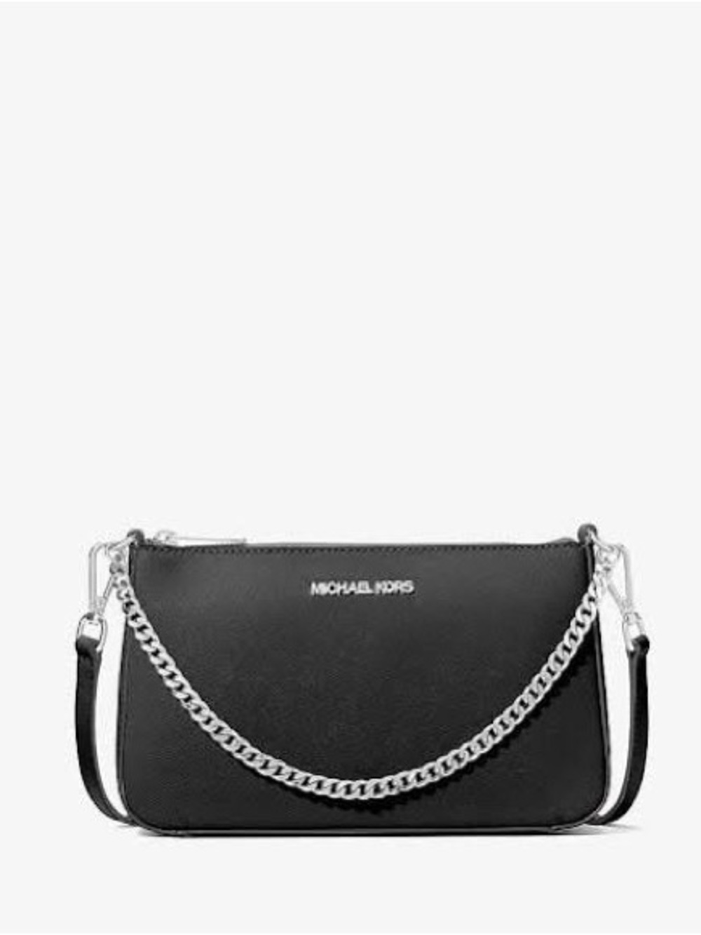 NWT Michael Kors Jet Set Leather Pouchette Crossbody Purse Black